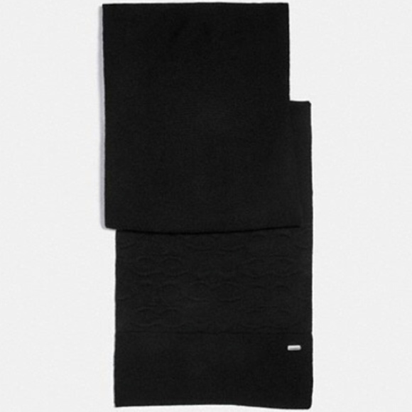 Coach Black Knit Scarf NWT - Picture 1 of 2